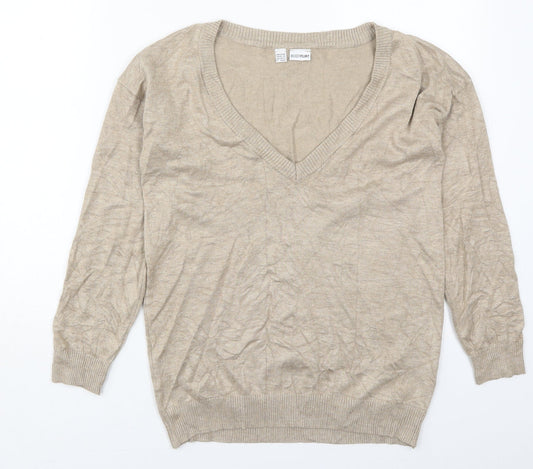 Body Flirt Womens Beige V-Neck  Viscose Pullover Jumper Size XS