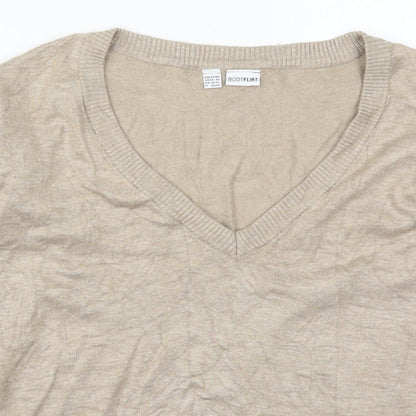 Body Flirt Womens Beige V-Neck  Viscose Pullover Jumper Size XS