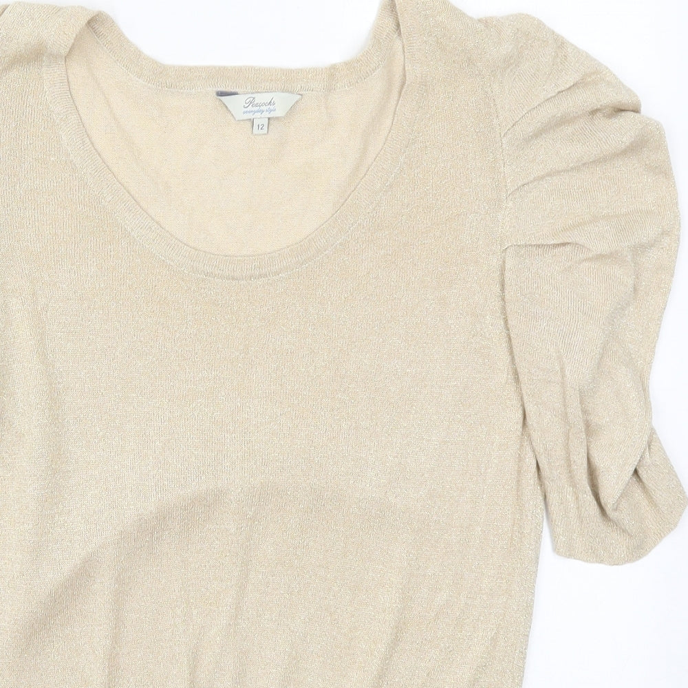 Womens UK Size 12 Peacocks Beige Pullover Jumper