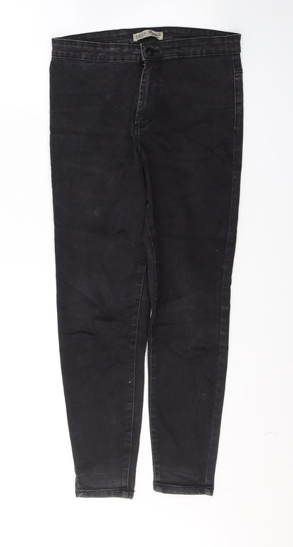 Denim & Co. Womens Black  Cotton Cropped Jeans Size 12 L25 in Regular Button