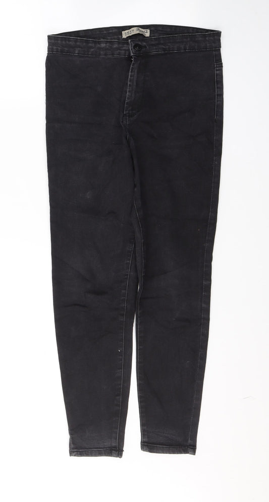 Denim & Co. Womens Black  Cotton Cropped Jeans Size 12 L25 in Regular Button