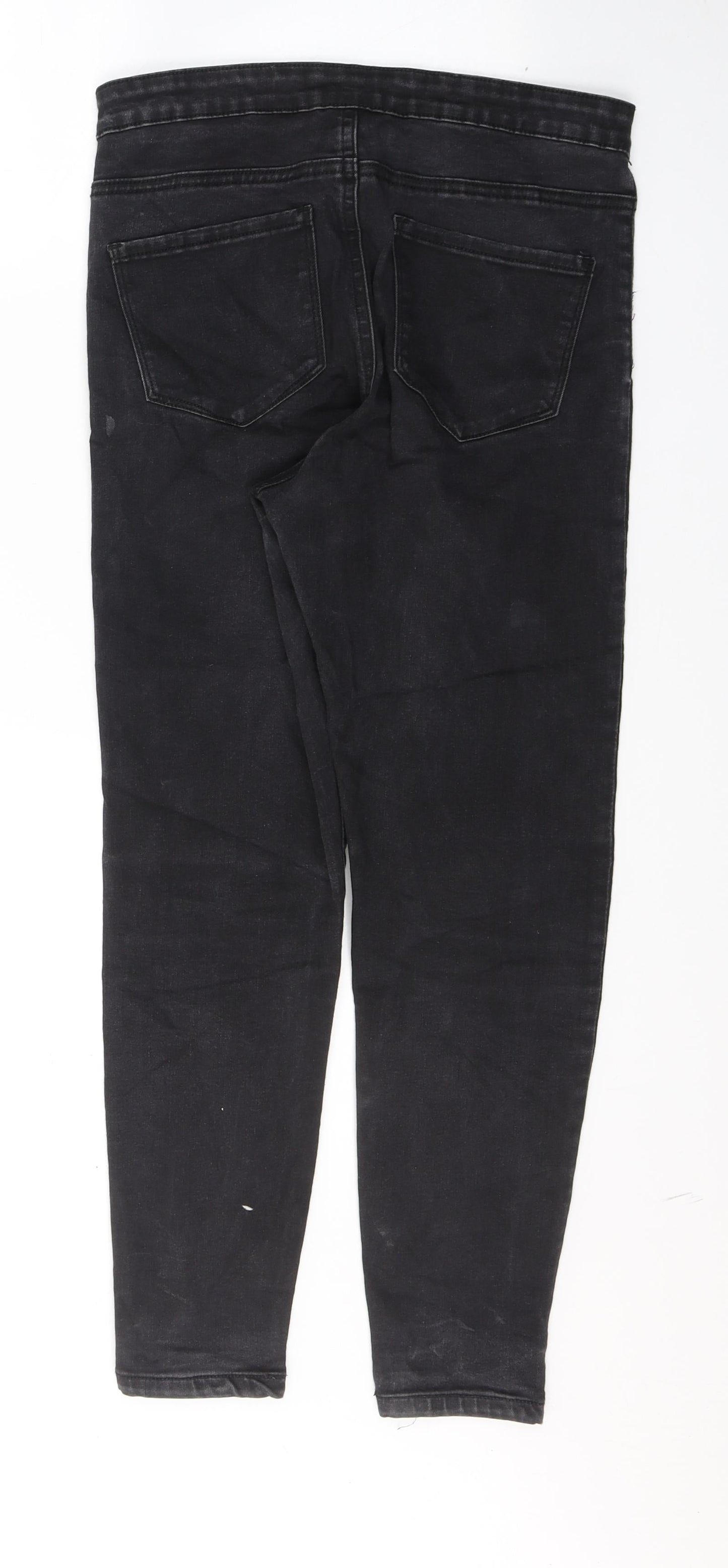 Denim & Co. Womens Black  Cotton Cropped Jeans Size 12 L25 in Regular Button