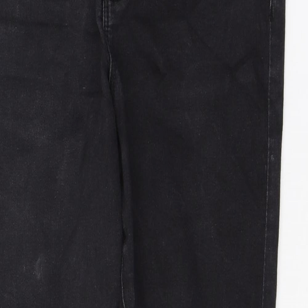 Denim & Co. Womens Black  Cotton Cropped Jeans Size 12 L25 in Regular Button