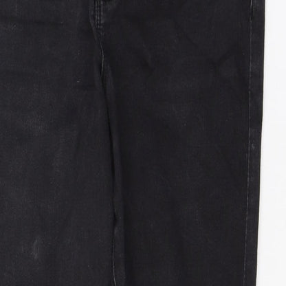 Denim & Co. Womens Black  Cotton Cropped Jeans Size 12 L25 in Regular Button