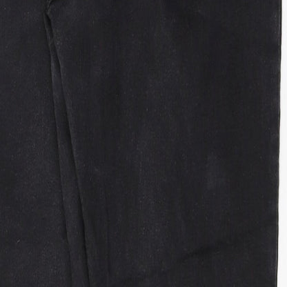 Denim & Co. Womens Black  Cotton Cropped Jeans Size 12 L25 in Regular Button