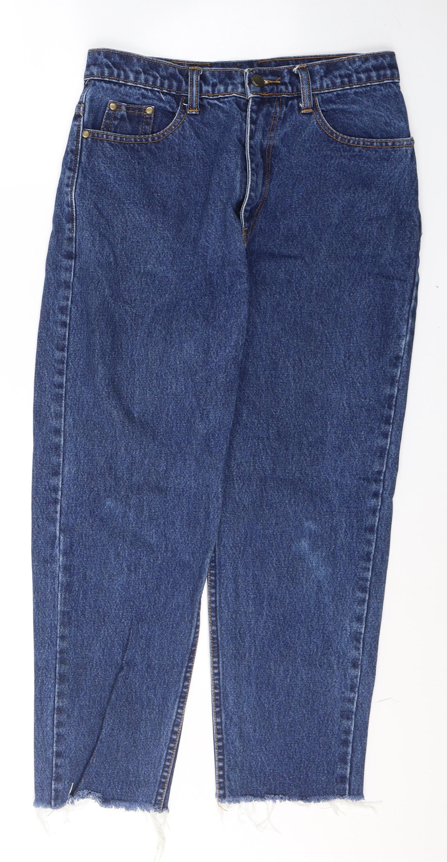 Womens UK Size M JEANS Slim Fit Cropped Blue Jeans