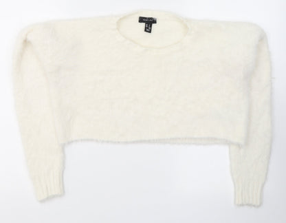 Womens UK Size S New Look White Cropped Blouse