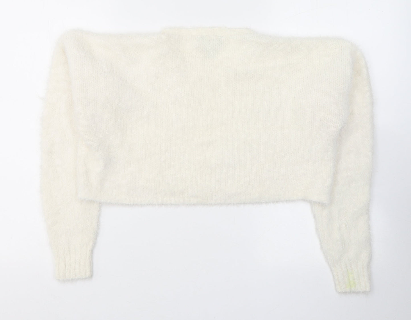 Womens UK Size S New Look White Cropped Blouse