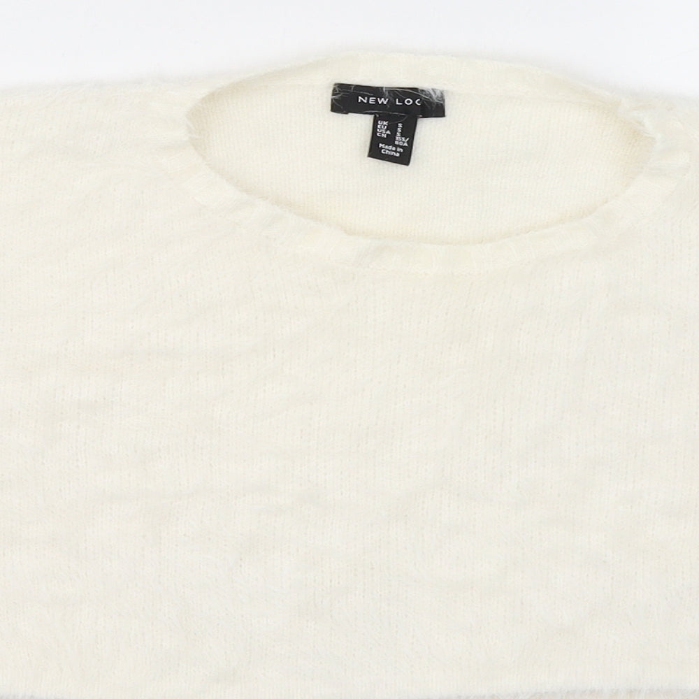 Womens UK Size S New Look White Cropped Blouse
