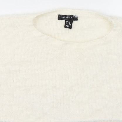 Womens UK Size S New Look White Cropped Blouse