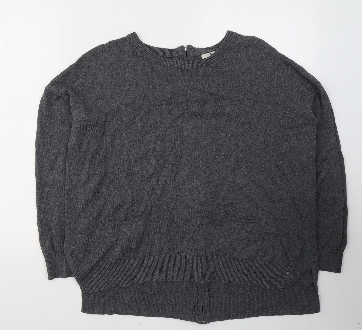 TU Womens Grey  Viscose Jersey T-Shirt Size 14 Round Neck