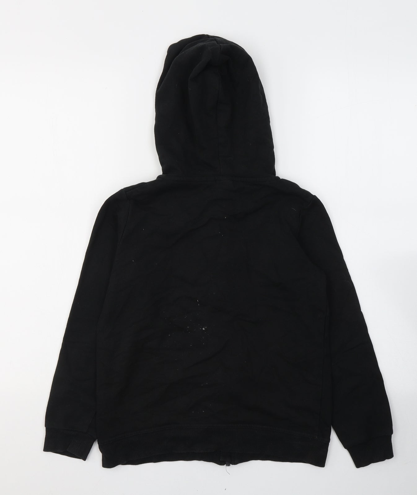 name it Boys Black  Cotton Full Zip Hoodie Size 9-10 Years  Zip