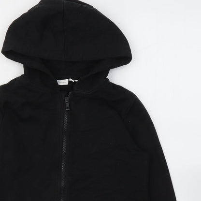 name it Boys Black  Cotton Full Zip Hoodie Size 9-10 Years  Zip