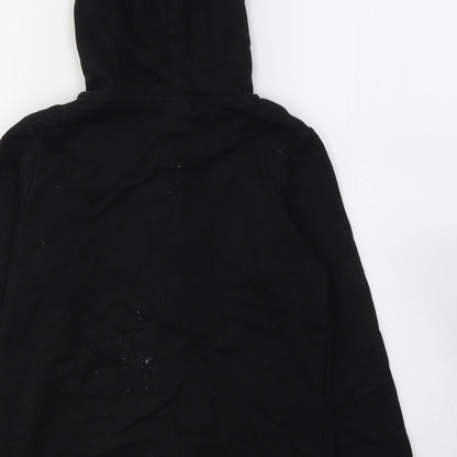 name it Boys Black  Cotton Full Zip Hoodie Size 9-10 Years  Zip