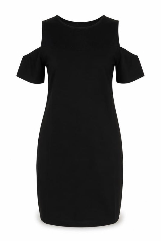 Front view of Nine West women’s black polyester a-line, size UK 8, round neck pullover