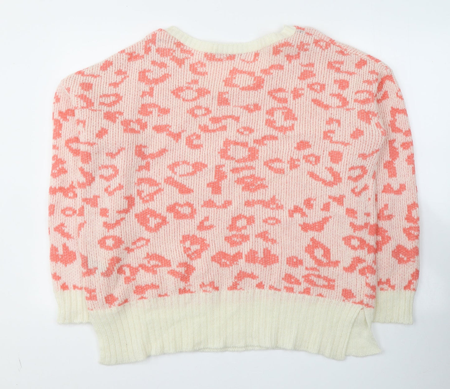 George Womens Pink Round Neck Animal Print Acrylic Pullover Jumper Size 16