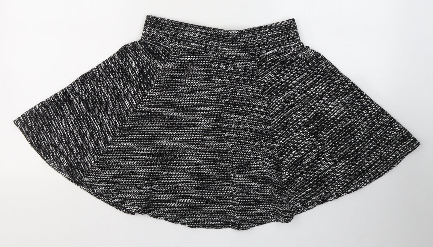 Divided by H&M Womens Black Striped Cotton Flare Skirt Size S   Zip