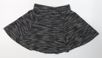 Divided by H&M Womens Black Striped Cotton Flare Skirt Size S   Zip