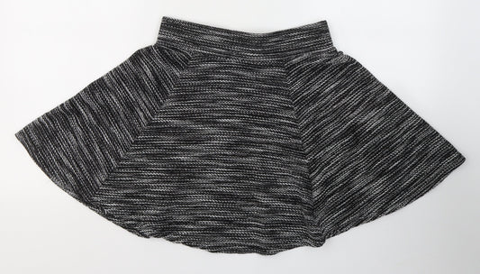 Divided by H&M Womens Black Striped Cotton Flare Skirt Size S   Zip