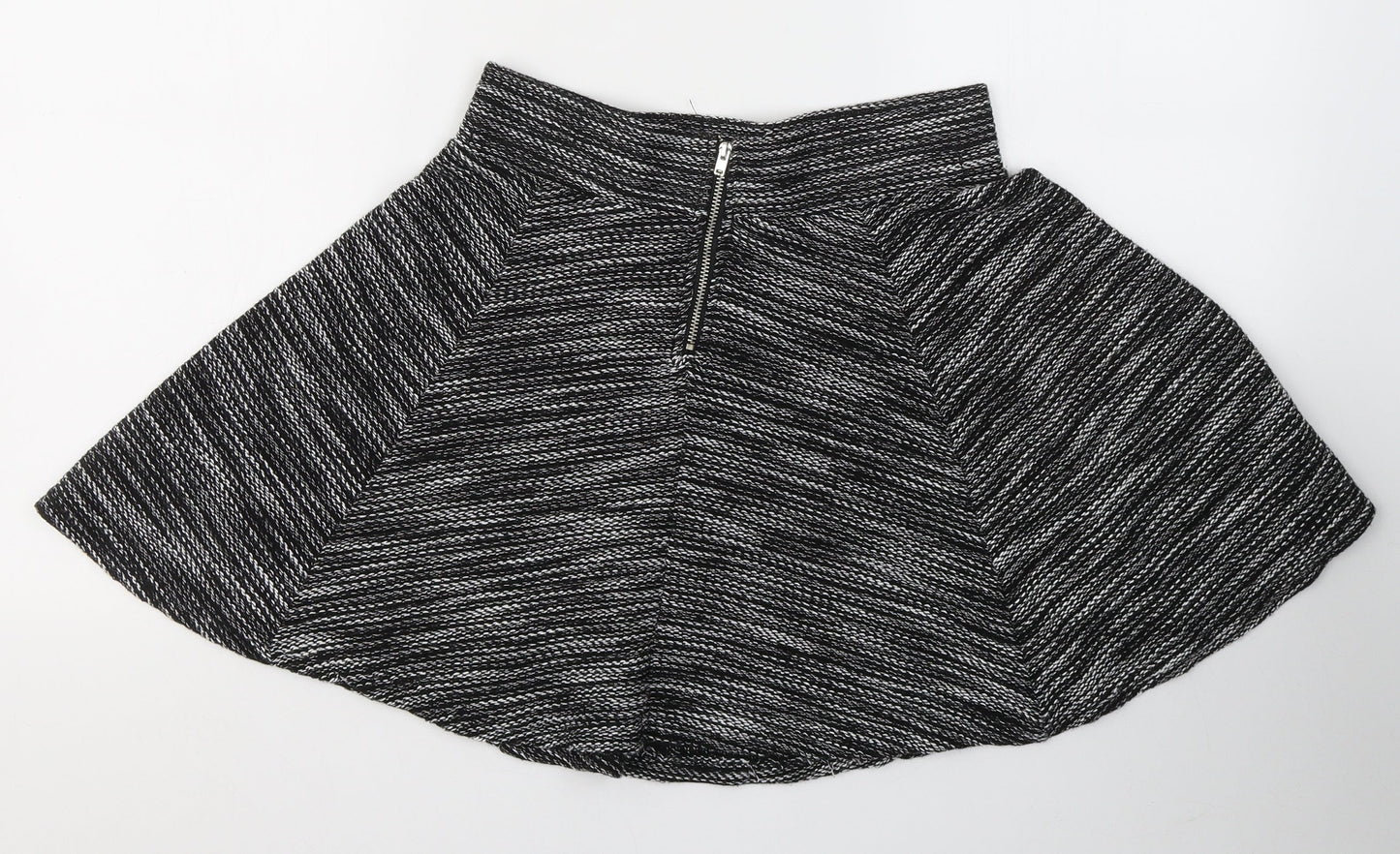 Divided by H&M Womens Black Striped Cotton Flare Skirt Size S   Zip