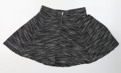Divided by H&M Womens Black Striped Cotton Flare Skirt Size S   Zip