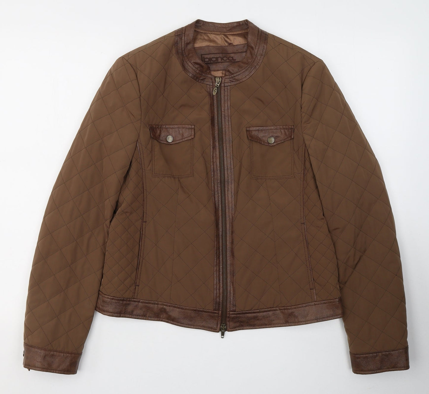 Womens UK Size 10 Bianca Brown Quilted Coat
