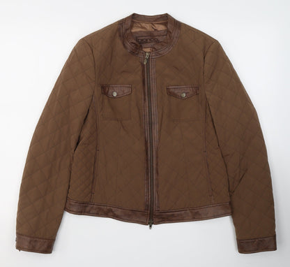 Womens UK Size 10 Bianca Brown Quilted Coat