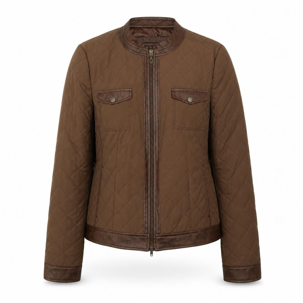 Womens UK Size 10 Bianca Brown Quilted Coat