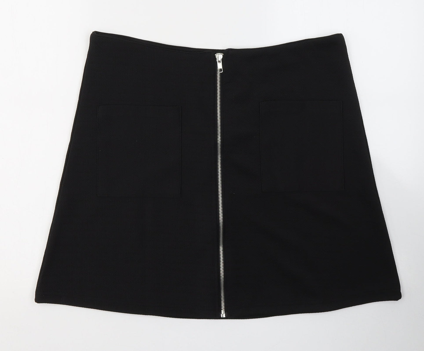 WITH LOVE Womens Black  Polyester A-Line Skirt Size 14   Zip
