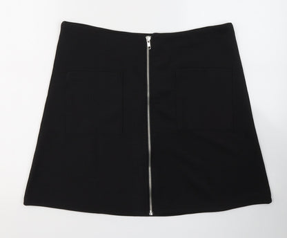 WITH LOVE Womens Black  Polyester A-Line Skirt Size 14   Zip