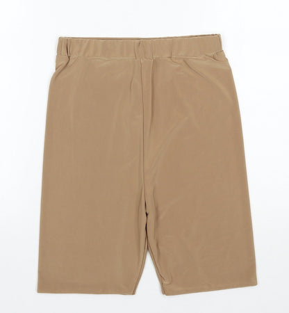 PRETTYLITTLETHING Womens Brown  Polyester Biker Shorts Size 10 L7 in Regular