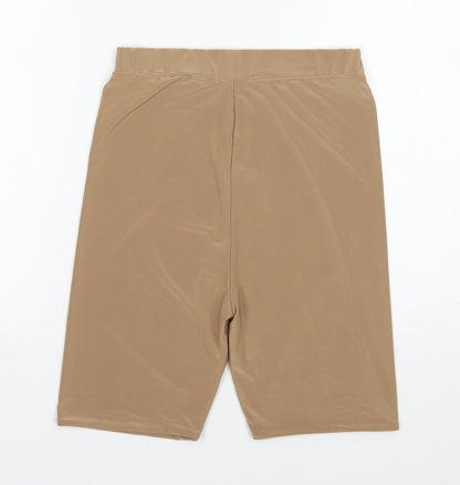 PRETTYLITTLETHING Womens Brown  Polyester Biker Shorts Size 10 L7 in Regular