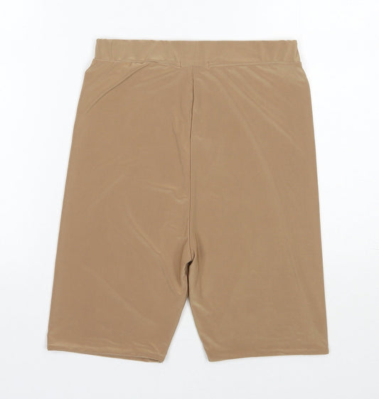 PRETTYLITTLETHING Womens Brown  Polyester Biker Shorts Size 10 L7 in Regular