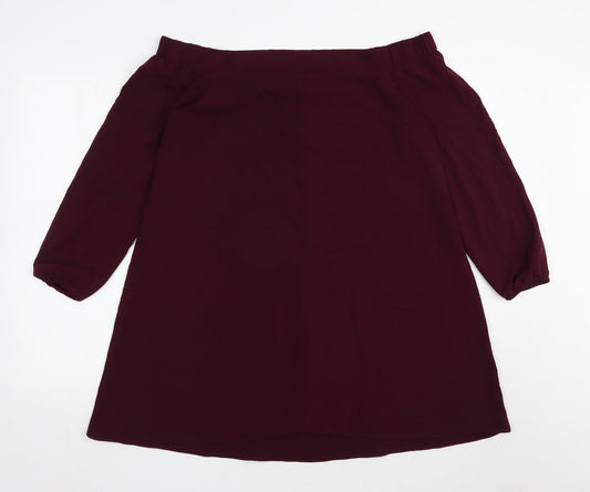 River Island Womens Purple  Polyester Trapeze & Swing  Size 12  Off the Shoulder Pullover