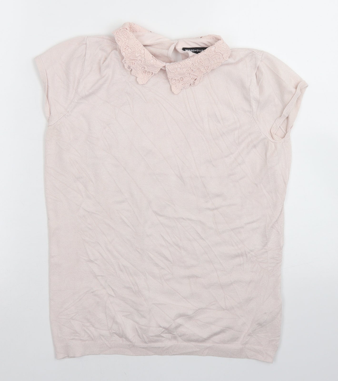 Womens UK Size 12 Warehouse Pink Basic T-Shirt