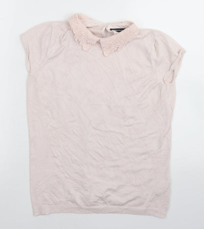 Womens UK Size 12 Warehouse Pink Basic T-Shirt