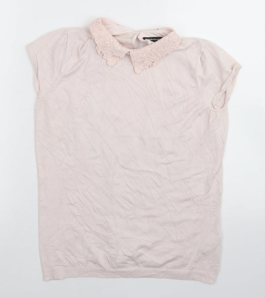 Womens UK Size 12 Warehouse Pink Basic T-Shirt