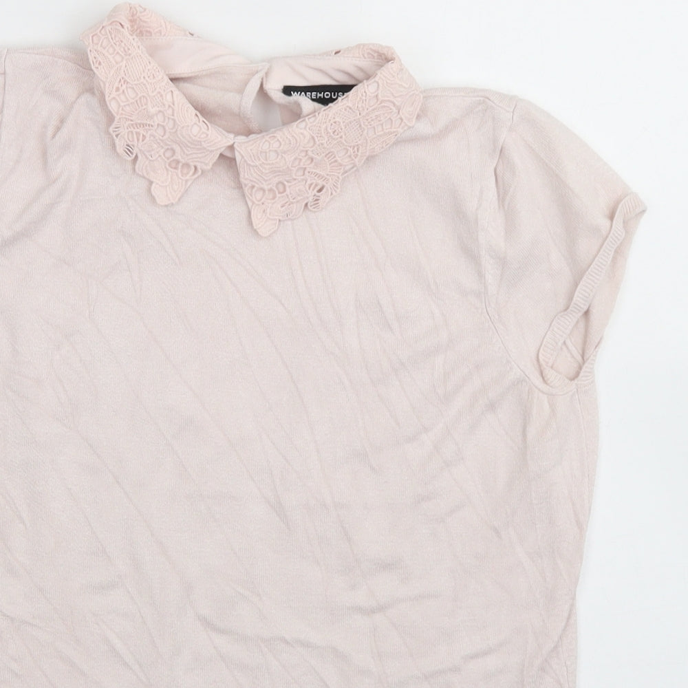 Womens UK Size 12 Warehouse Pink Basic T-Shirt