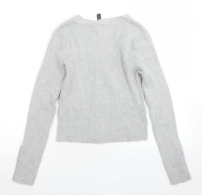 Womens UK Size M Divided Grey Cropped T-Shirt