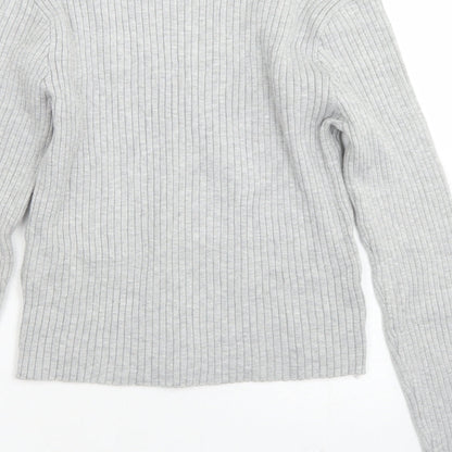 Womens UK Size M Divided Grey Cropped T-Shirt