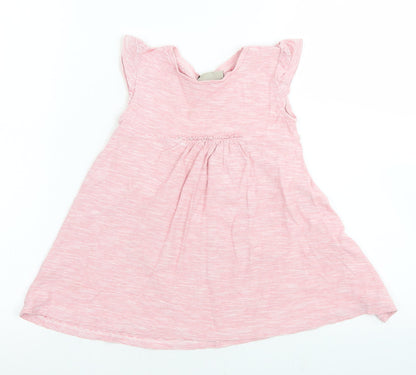NEXT Girls Pink Striped Cotton A-Line  Size 2-3 Years  Crew Neck