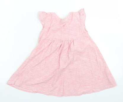 NEXT Girls Pink Striped Cotton A-Line  Size 2-3 Years  Crew Neck