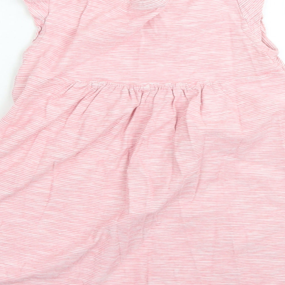 NEXT Girls Pink Striped Cotton A-Line  Size 2-3 Years  Crew Neck