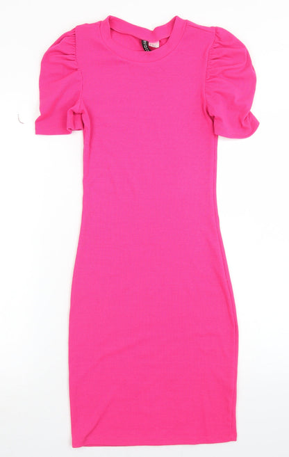 Divided Womens Pink  Polyester Bodycon  Size XS  Crew Neck
