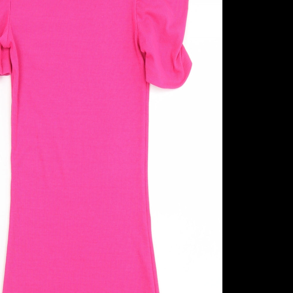 Divided Womens Pink  Polyester Bodycon  Size XS  Crew Neck