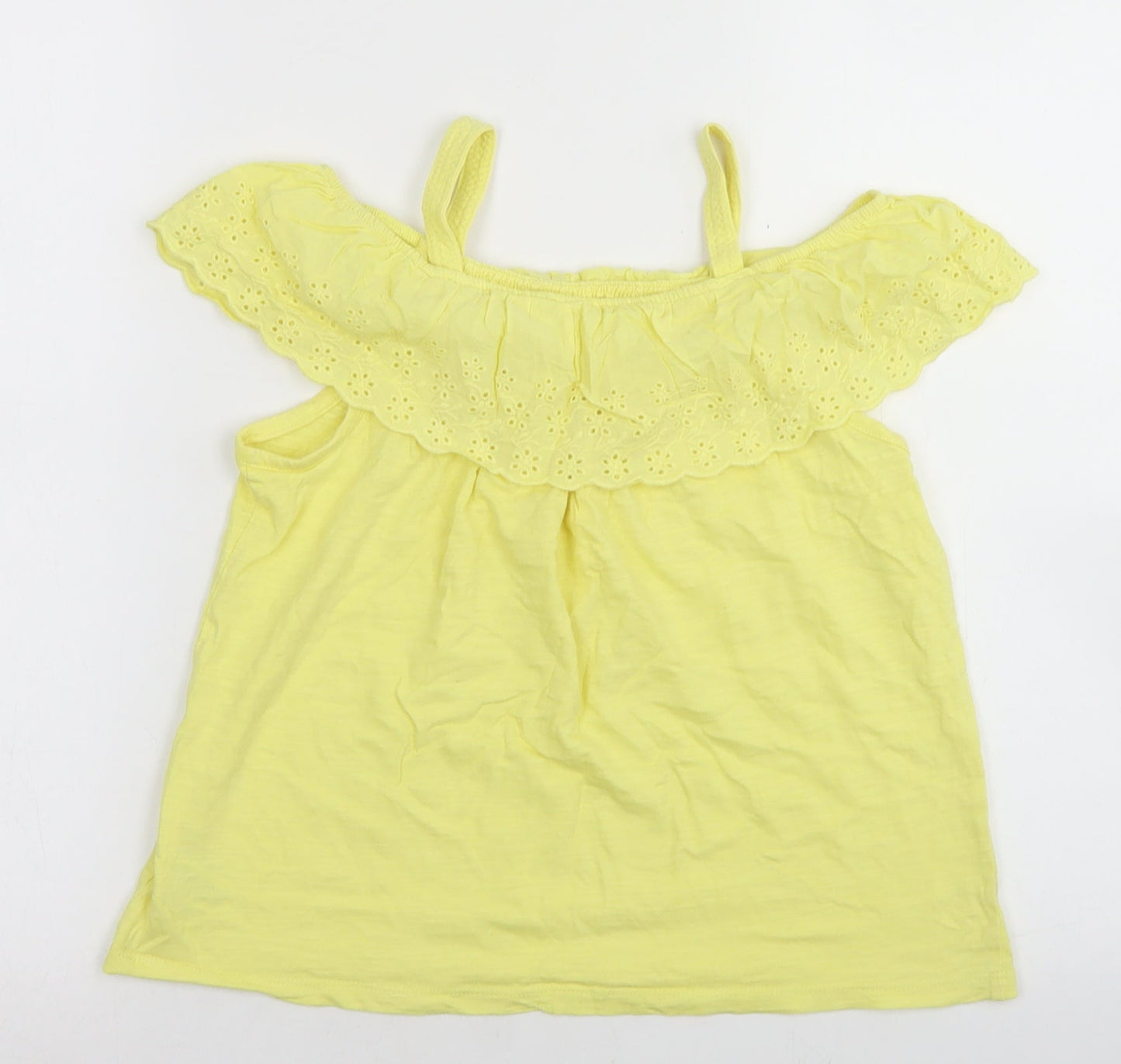 Dunnes Stores Girls Yellow  Cotton Basic T-Shirt Size 10 Years Off the Shoulder  - Cold Shoulder