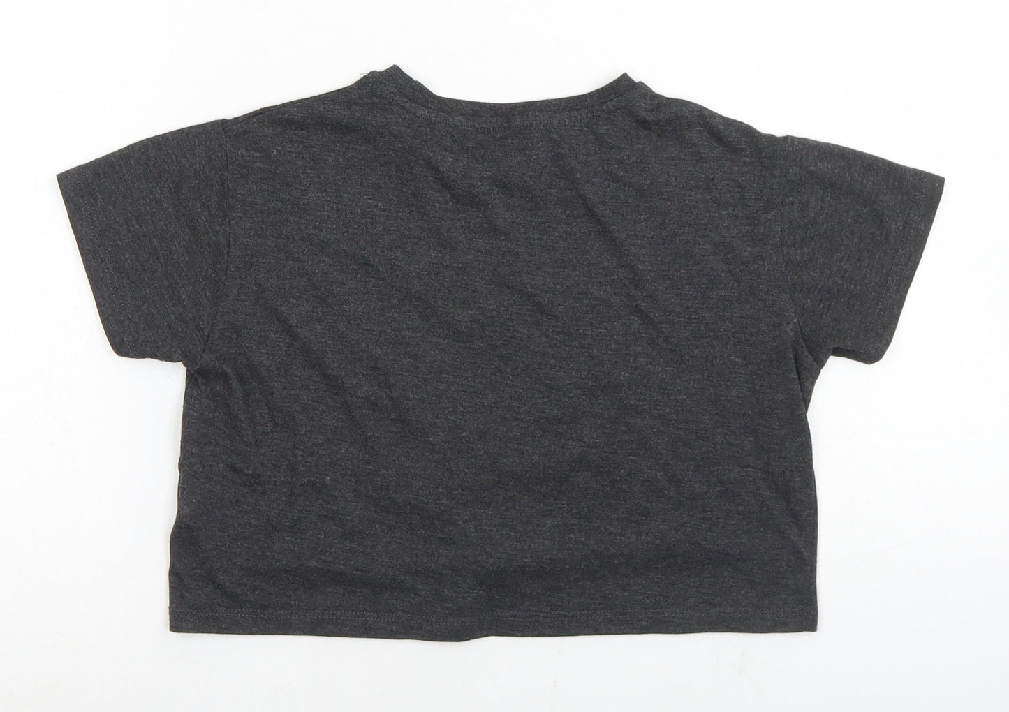 Miss e-vie Girls Grey  Polyester Cropped T-Shirt Size 7-8 Years Crew Neck  - Reindeer Christmas