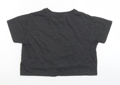 Miss e-vie Girls Grey  Polyester Cropped T-Shirt Size 7-8 Years Crew Neck  - Reindeer Christmas
