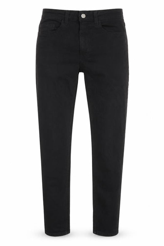 Front view of Divided women’s black cotton skinny jeans, size UK 26, in, 27-inch leg regular button