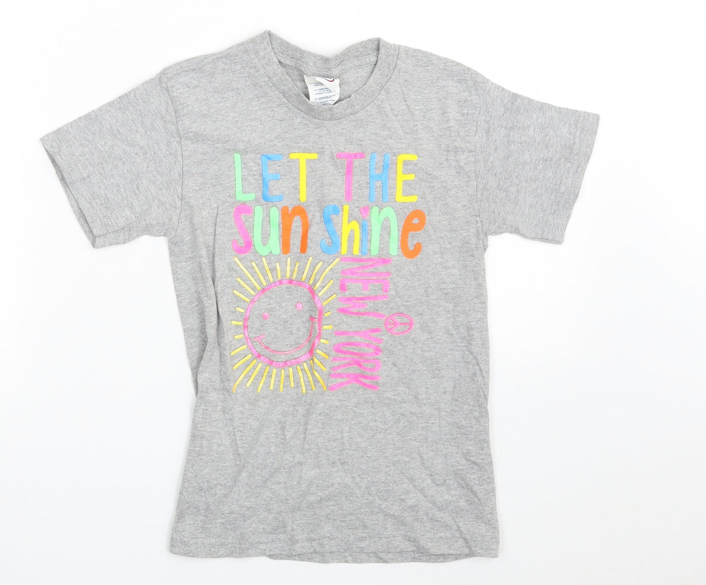 Delta Girls Grey  Cotton Pullover T-Shirt Size M Crew Neck  - Let the Sun Shine- Newyork